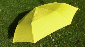Gelber Regenschirm auf Gras